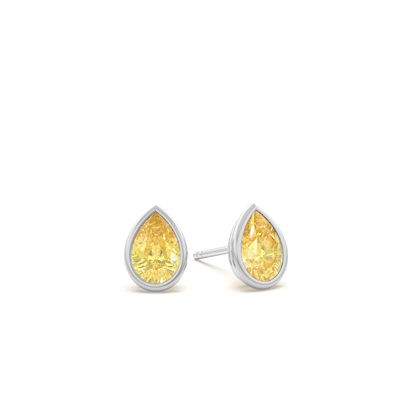 Bezel Setting Yellow Diamond Stud Earrings