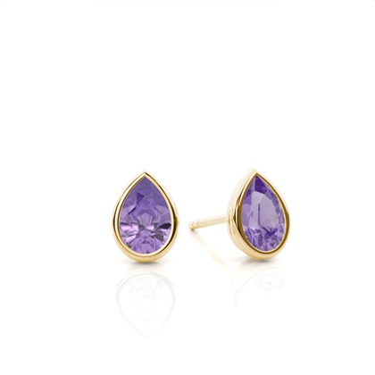 Bezel Setting Amethyst Stud Earrings