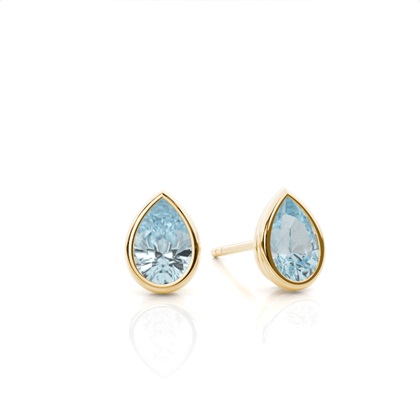 Bezel Setting Aquamarine Stud Earrings