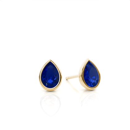 Bezel Setting Blue Sapphire Stud Earrings