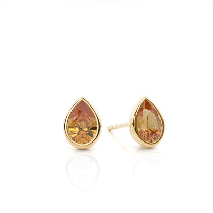 Bezel Setting Citrine Stud Earrings