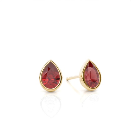 Bezel Setting Garnet Stud Earrings