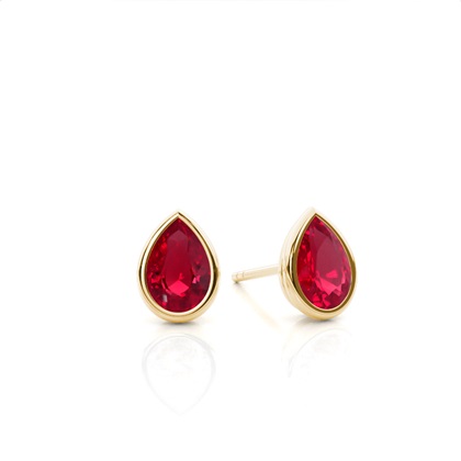 Bezel Setting Ruby Stud Earrings