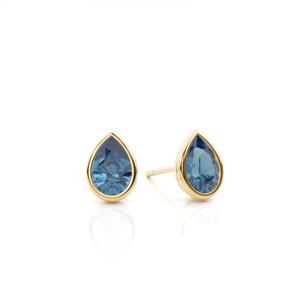 Bezel Setting Blue Topaz Stud Earrings