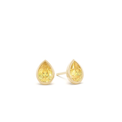 Bezel Setting Yellow Diamond Stud Earrings