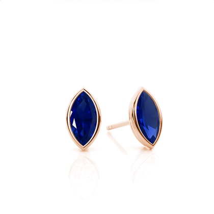 Bezel Setting Blue Sapphire Stud Earrings