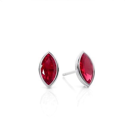 Bezel Setting Ruby Stud Earrings