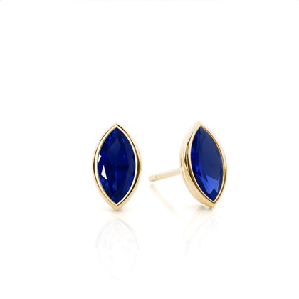 Bezel Setting Blue Sapphire Stud Earrings