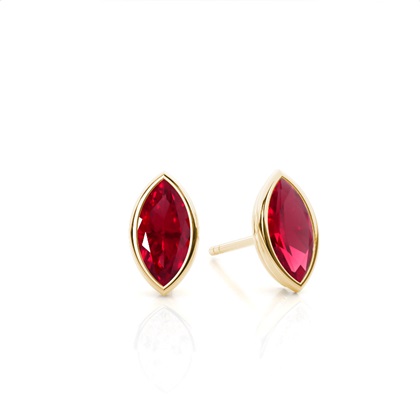 Bezel Setting Ruby Stud Earrings