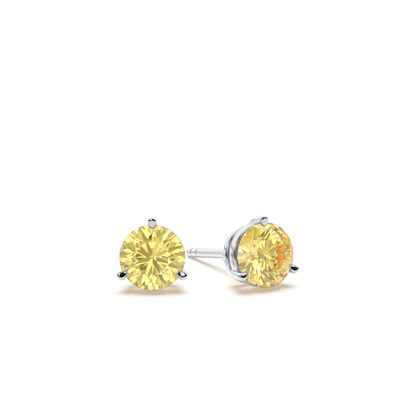 Prong Setting Yellow Diamond Stud Earrings