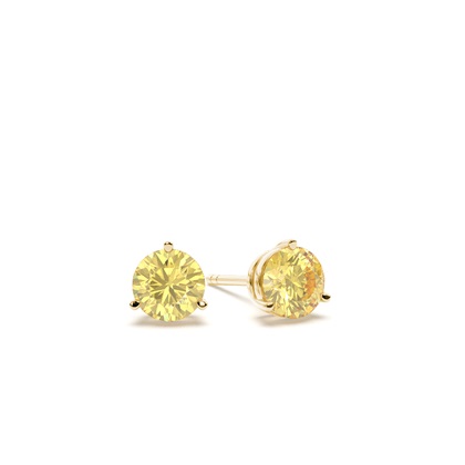 Prong Setting Yellow Diamond Stud Earrings