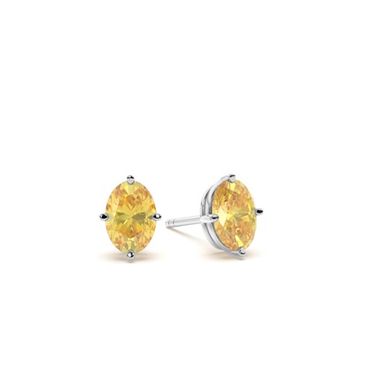 Prong Setting Yellow Diamond Stud Earrings