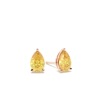 Prong Setting Yellow Diamond Stud Earrings