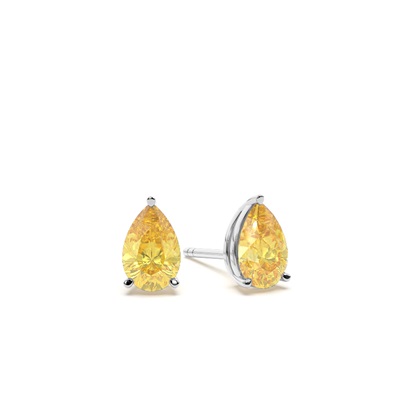 Prong Setting Yellow Diamond Stud Earrings