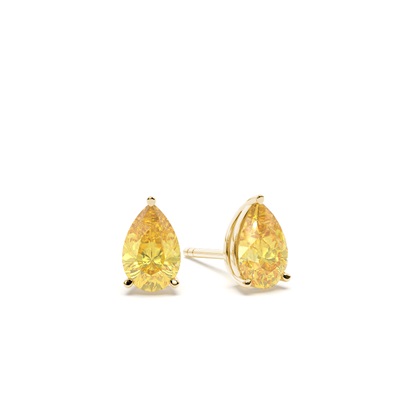 Prong Setting Yellow Diamond Stud Earrings