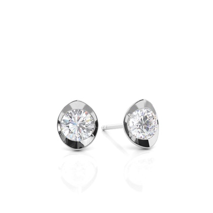 Bezel Setting Moissanite Stud Earrings