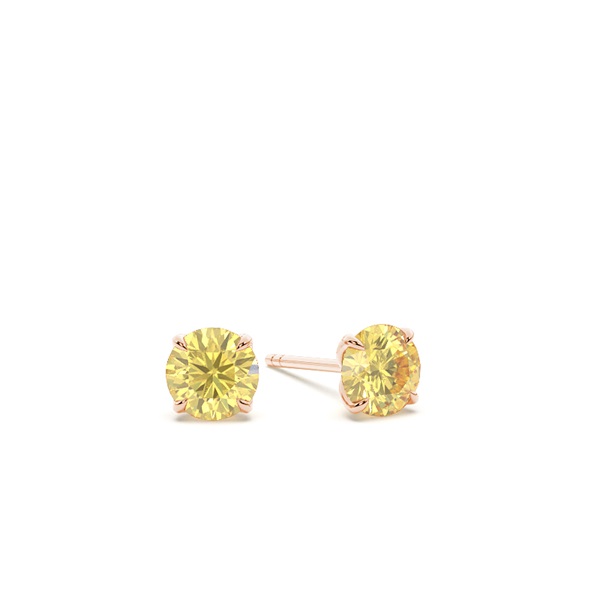Prong Setting Yellow Diamond Stud Earrings