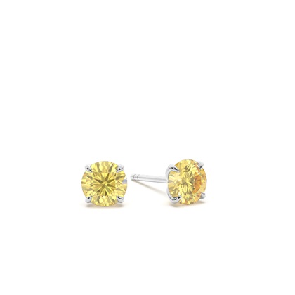Prong Setting Yellow Diamond Stud Earrings