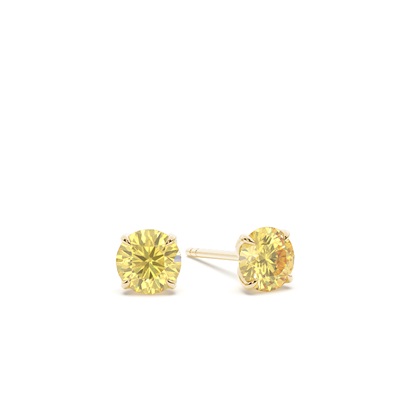 Prong Setting Yellow Diamond Stud Earrings