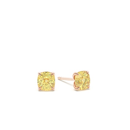 Prong Setting Yellow Diamond Stud Earrings