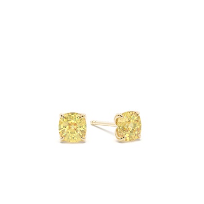 Prong Setting Yellow Diamond Stud Earrings