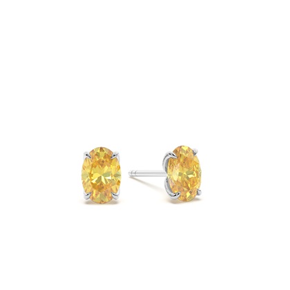 Prong Setting Yellow Diamond Stud Earrings