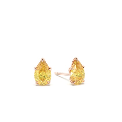 Prong Setting Yellow Diamond Stud Earrings