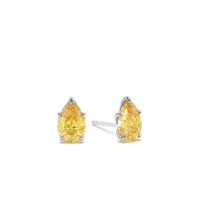 Prong Setting Yellow Diamond Stud Earrings