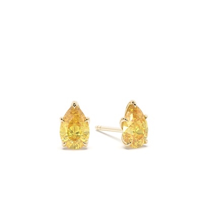 Prong Setting Yellow Diamond Stud Earrings