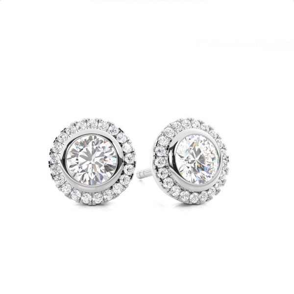 Bezel Setting Diamond Stud Earrings