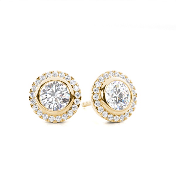 Bezel Setting Diamond Stud Earrings