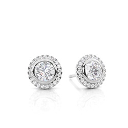 Bezel Setting Moissanite Stud Earrings
