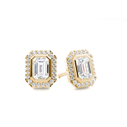 Bezel Setting Diamond Stud Earrings