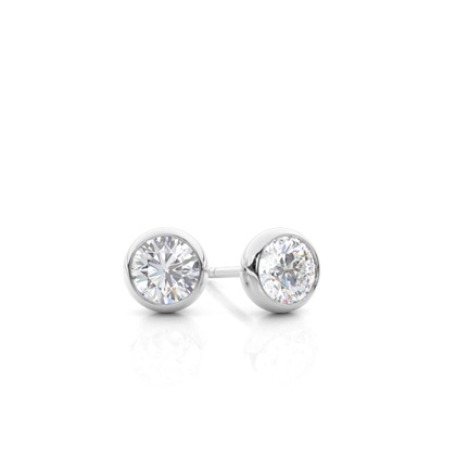 Bezel Setting Moissanite Stud Earrings