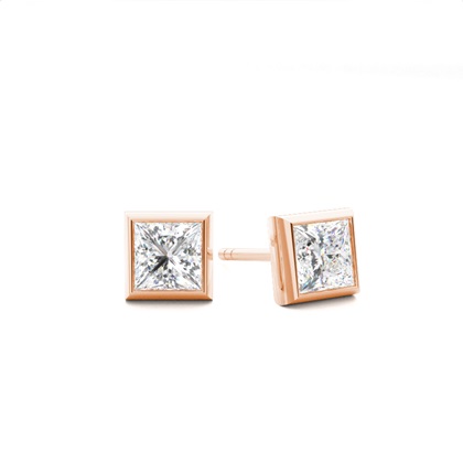 Bezel Setting Diamond Stud Earrings