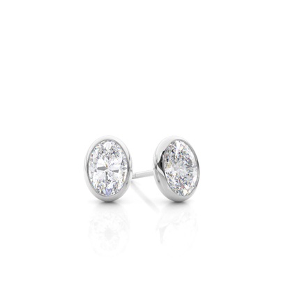 Bezel Setting Moissanite Stud Earrings