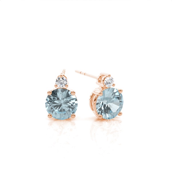 Prong Setting Round Aquamarine Earrings