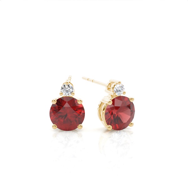 Prong Setting Round Garnet Earrings