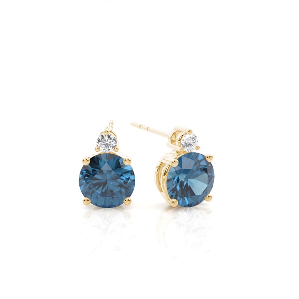 4 Prong Setting Oval Blue Topaz Stud Earring