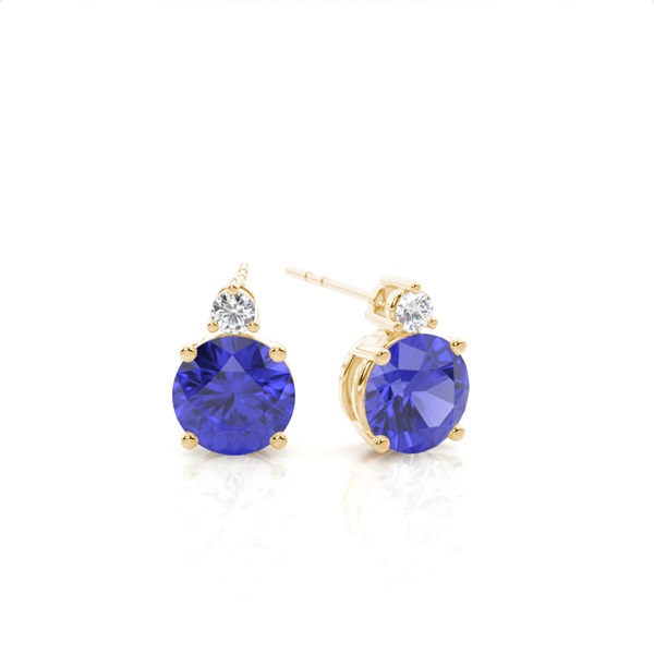 Prong Setting Round Tanzanite Earrings