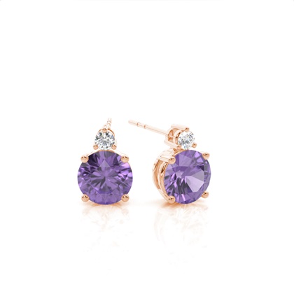 Prong Setting Round Amethyst Earrings
