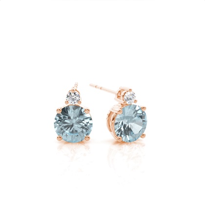 Prong Setting Round Aquamarine Earrings