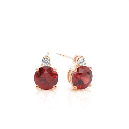 Prong Setting Round Garnet Earrings