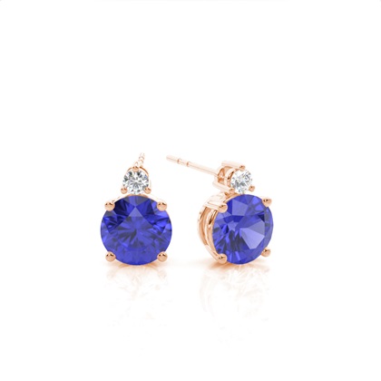 Prong Setting Round Tanzanite Earrings
