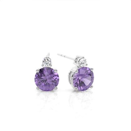 Prong Setting Round Amethyst Earrings