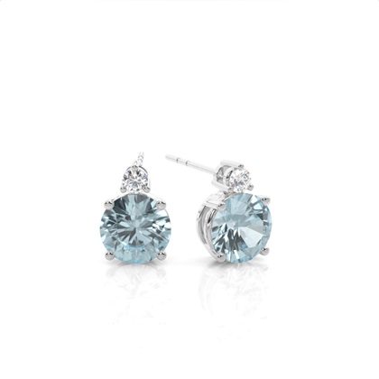 Prong Setting Round Aquamarine Earrings