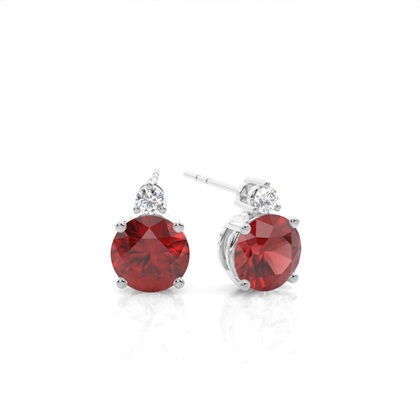 Prong Setting Round Garnet Earrings