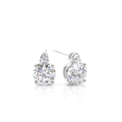 Prong Setting Round Moissanite Earrings