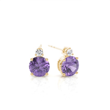 Prong Setting Round Amethyst Earrings