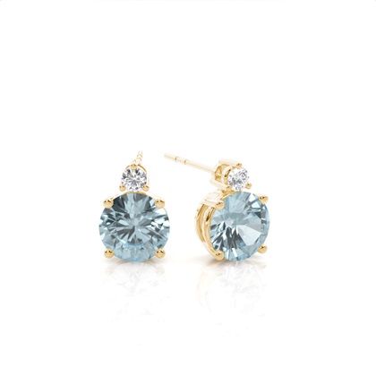 Prong Setting Round Aquamarine Earrings
